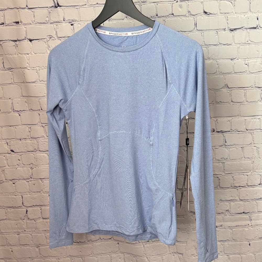 Spyder Sky Blue Striped Long Sleeve Tee (XS)